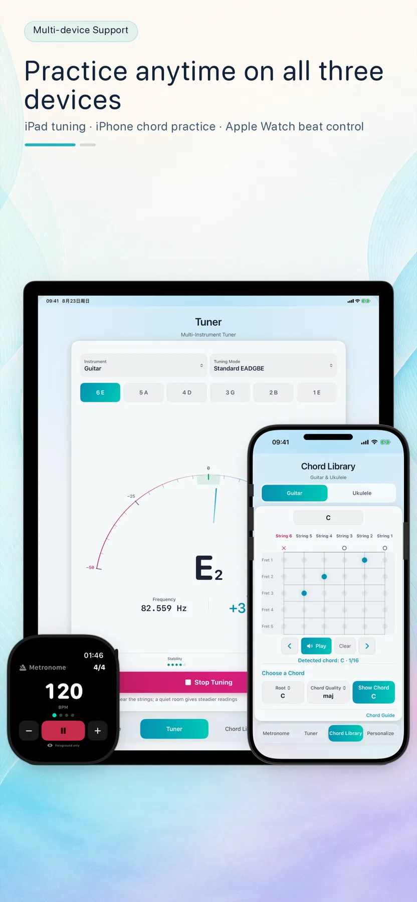 GuitarTool on iPhone, iPad and Apple Watch in English